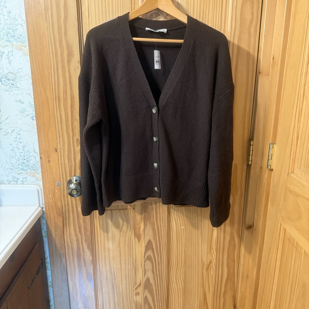 LOFT Dark Brown Knit Cardigan